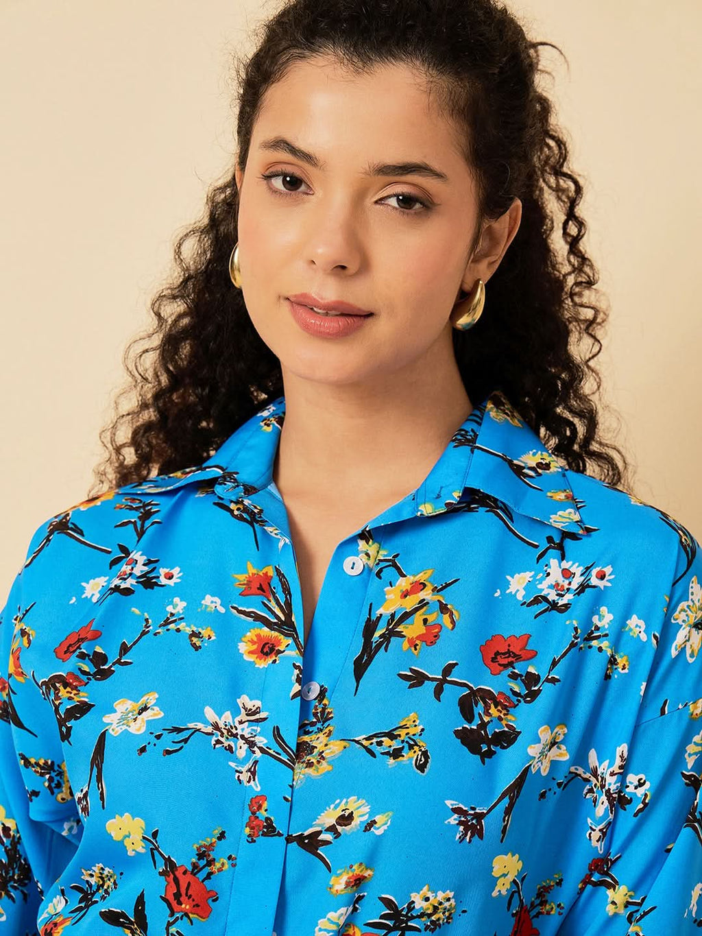 Printed Shirt with Front Twist Skirt Co-ord Set