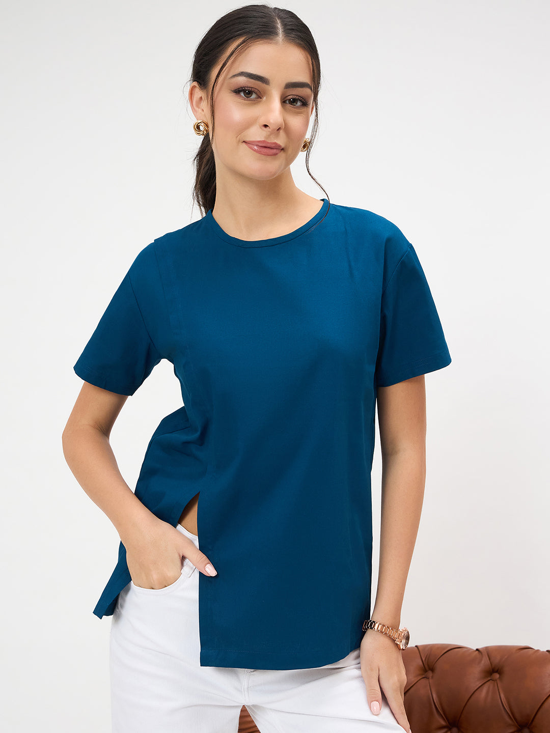 Pure Cotton Top With Side Slit