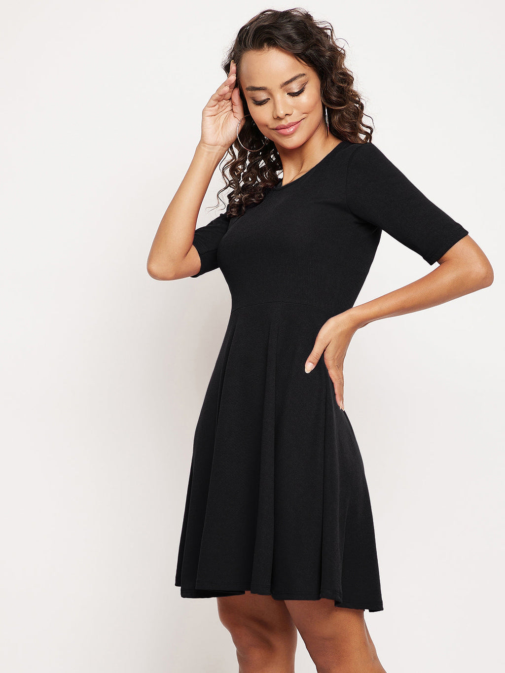 Round Neck Stretchable Skater Dress