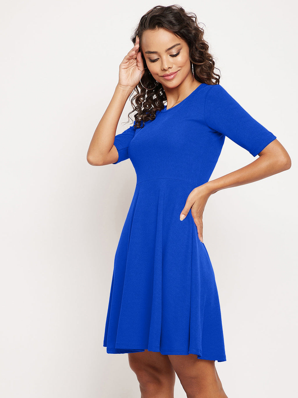Round Neck Stretchable Skater Dress