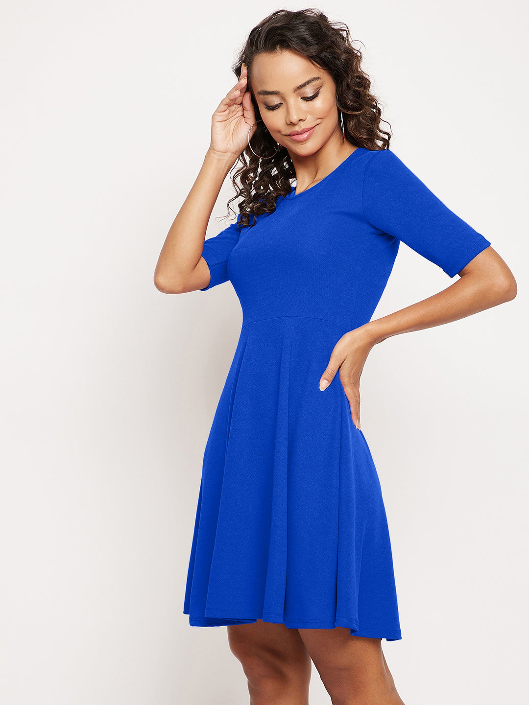 Round Neck Stretchable Skater Dress