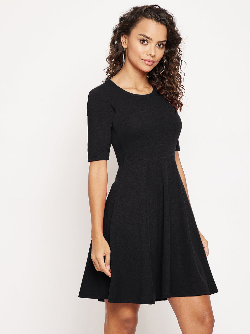 Round Neck Stretchable Skater Dress
