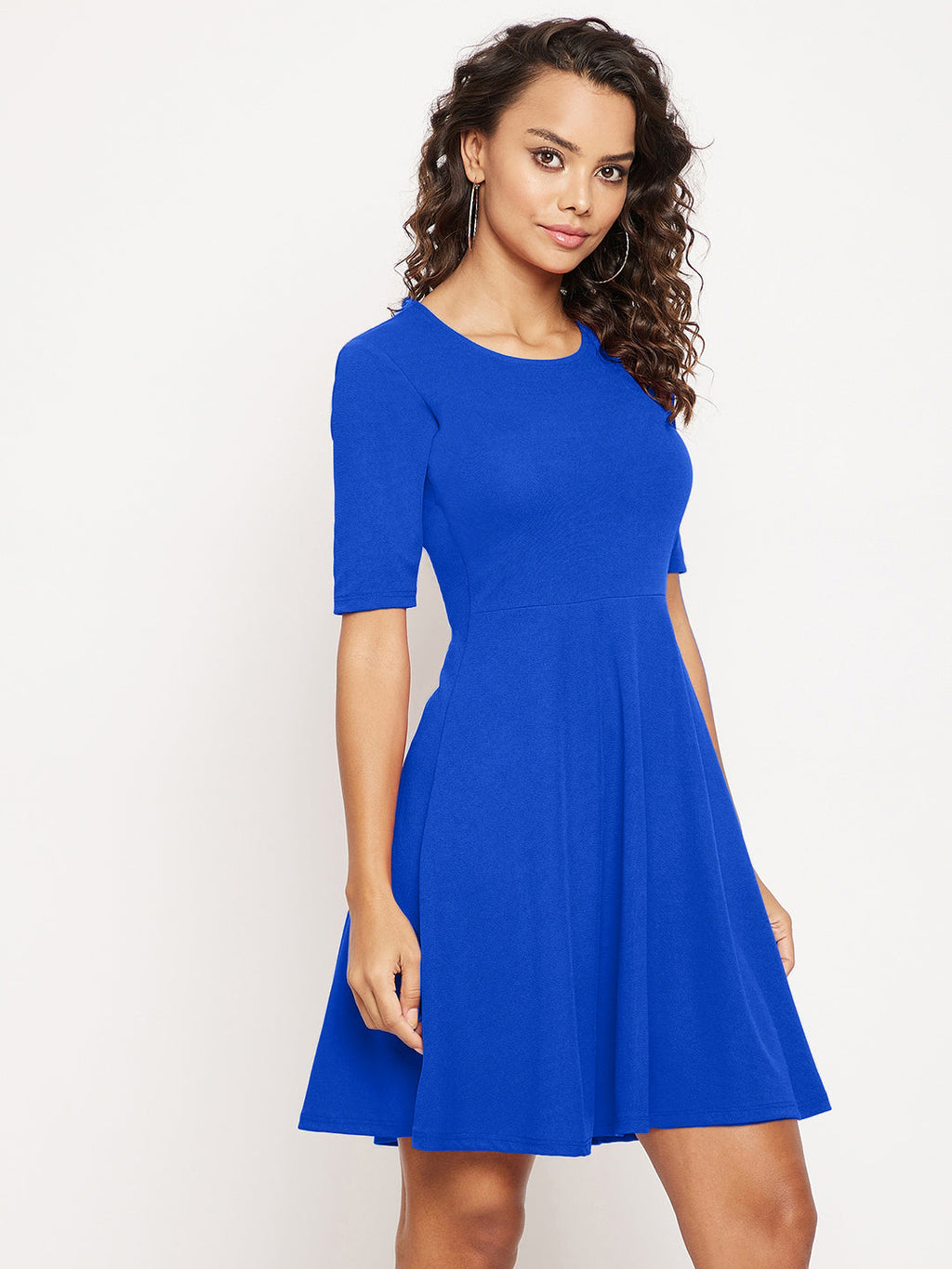 Round Neck Stretchable Skater Dress