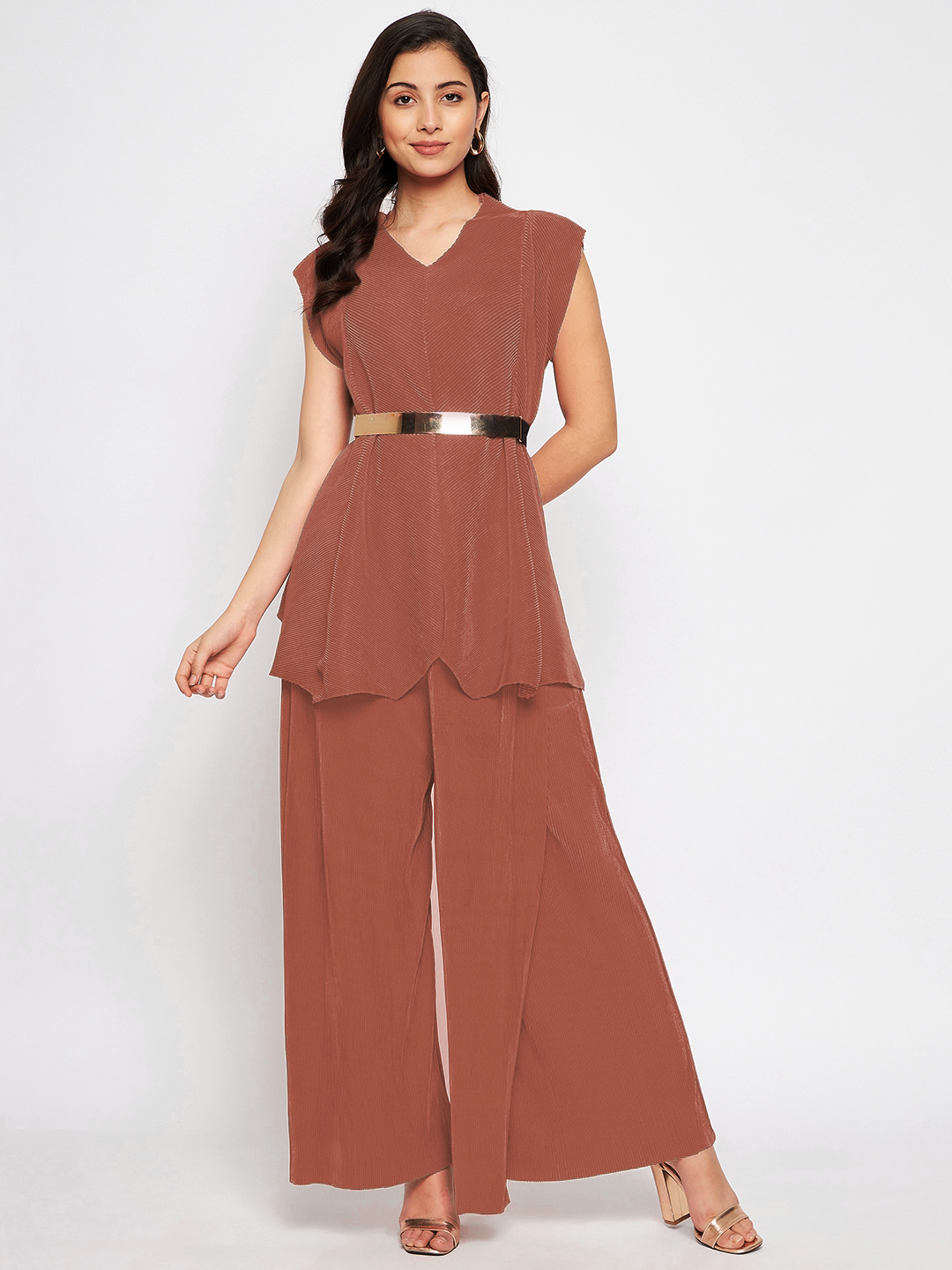 Pleated Pants with a Front Drape