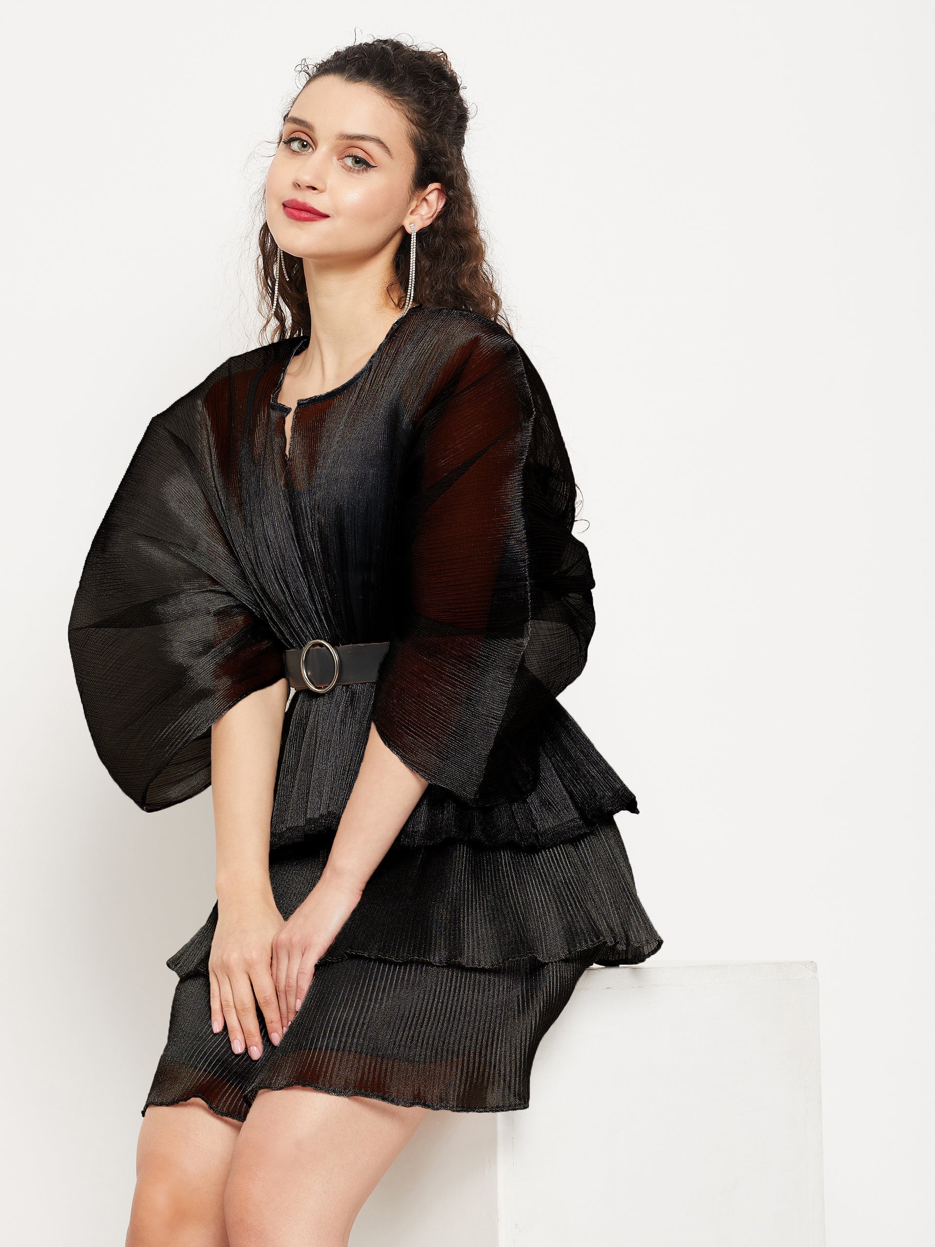 Short Ruffle Pleated Organza Skirt