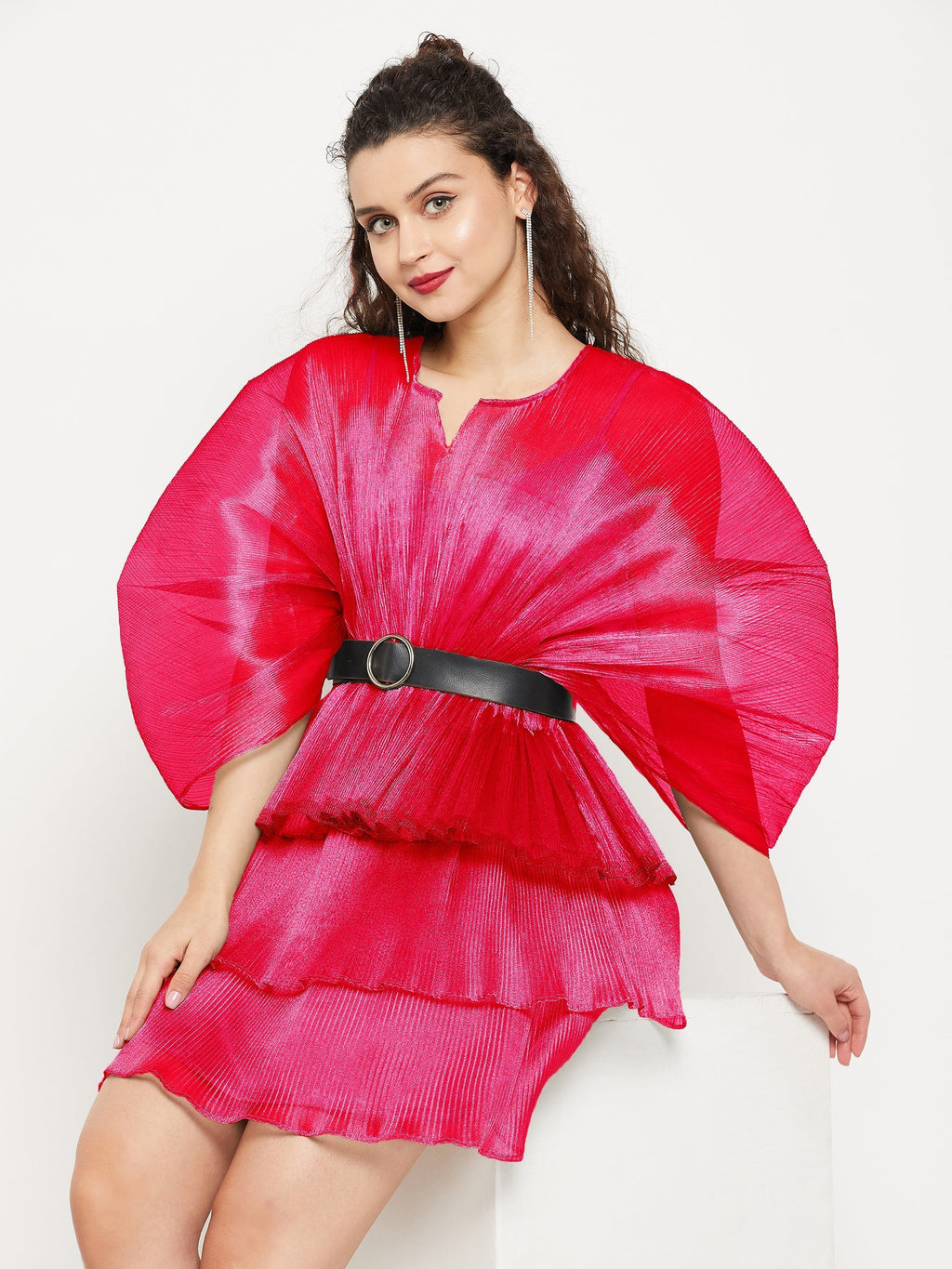 Short Ruffle Pleated Organza Skirt