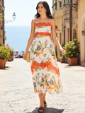 Printed A-Line Linen Maxi Dress