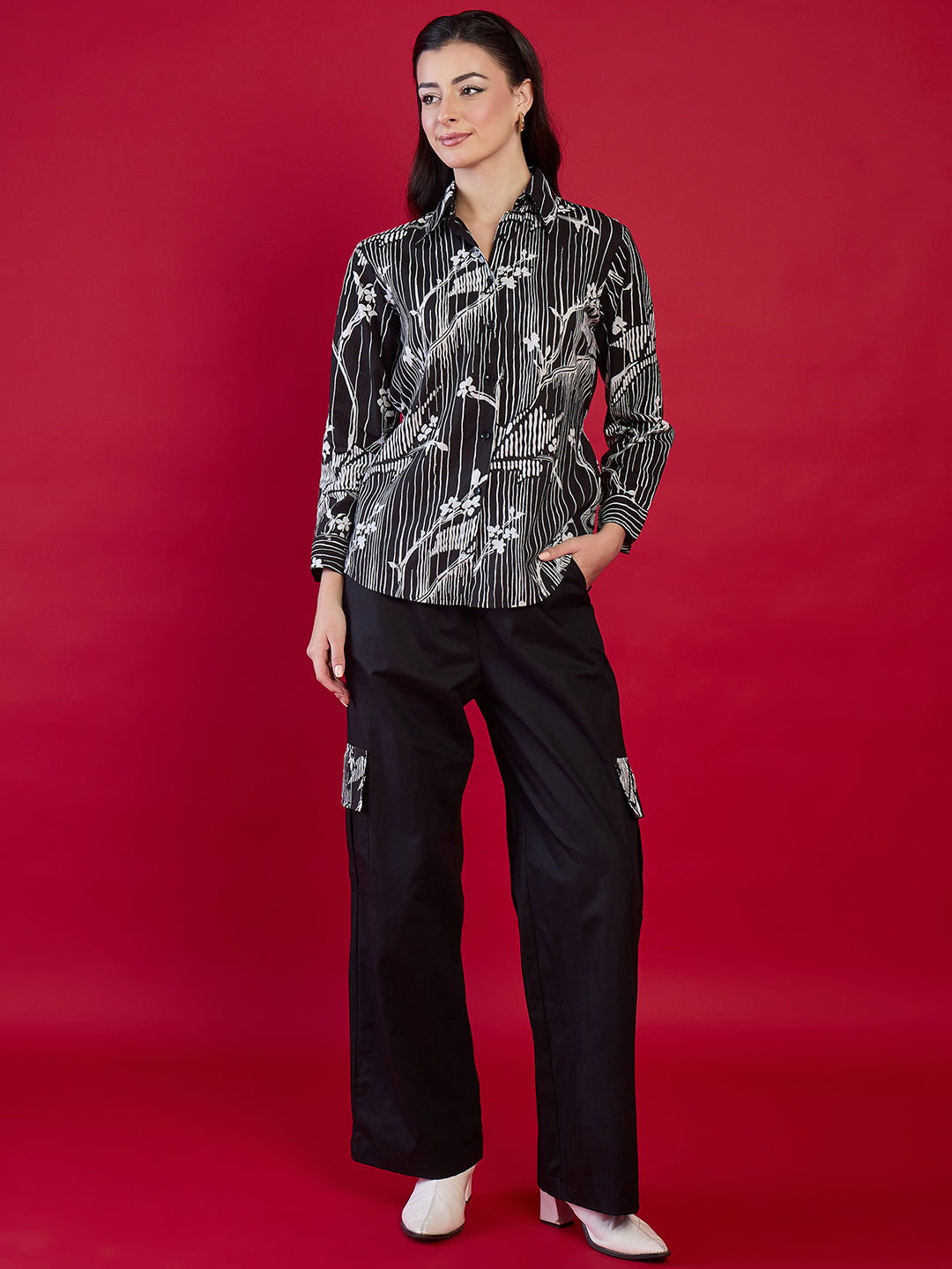Pure Cotton Printed Shirt With Cargo Pants
