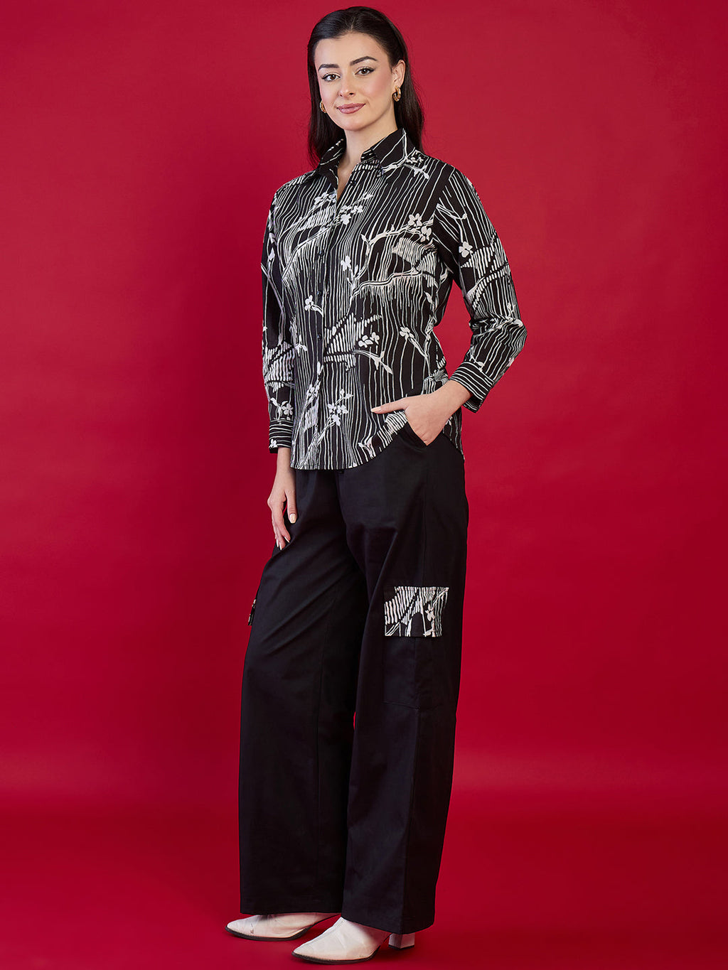 Pure Cotton Printed Shirt With Cargo Pants