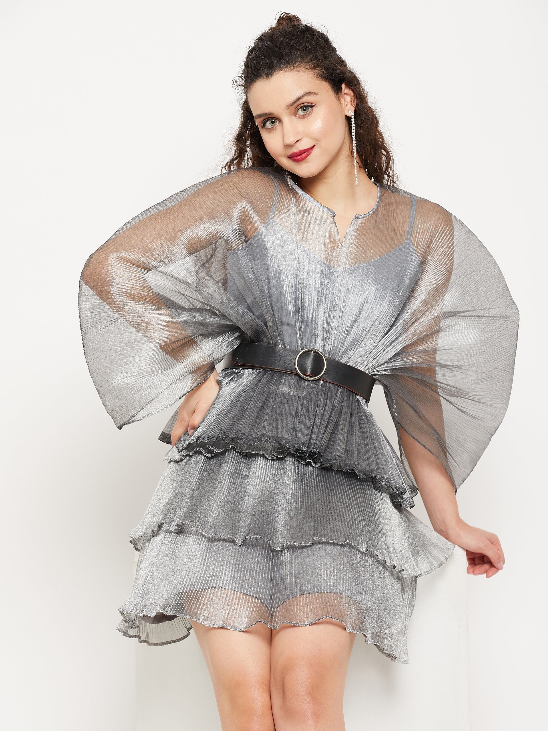 Short Ruffle Pleated Organza Skirt