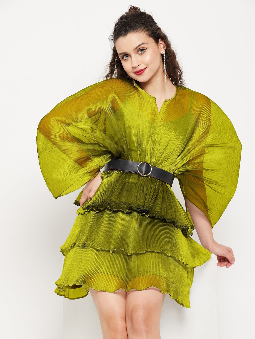 Short Ruffle Pleated Organza Skirt