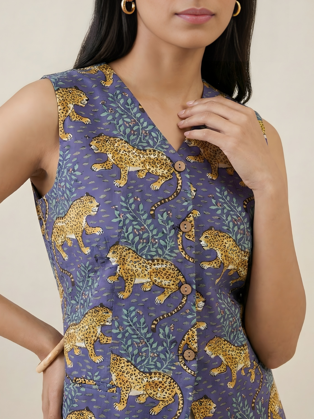 Pure Cotton Printed Waistcoat