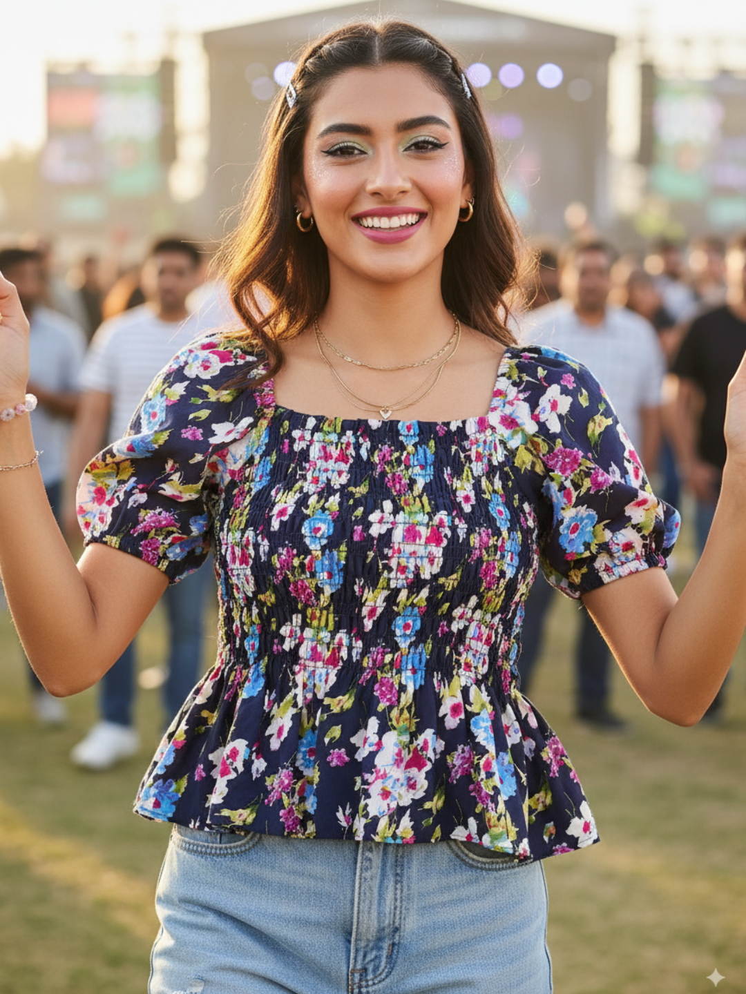 Smocked Peplum Top