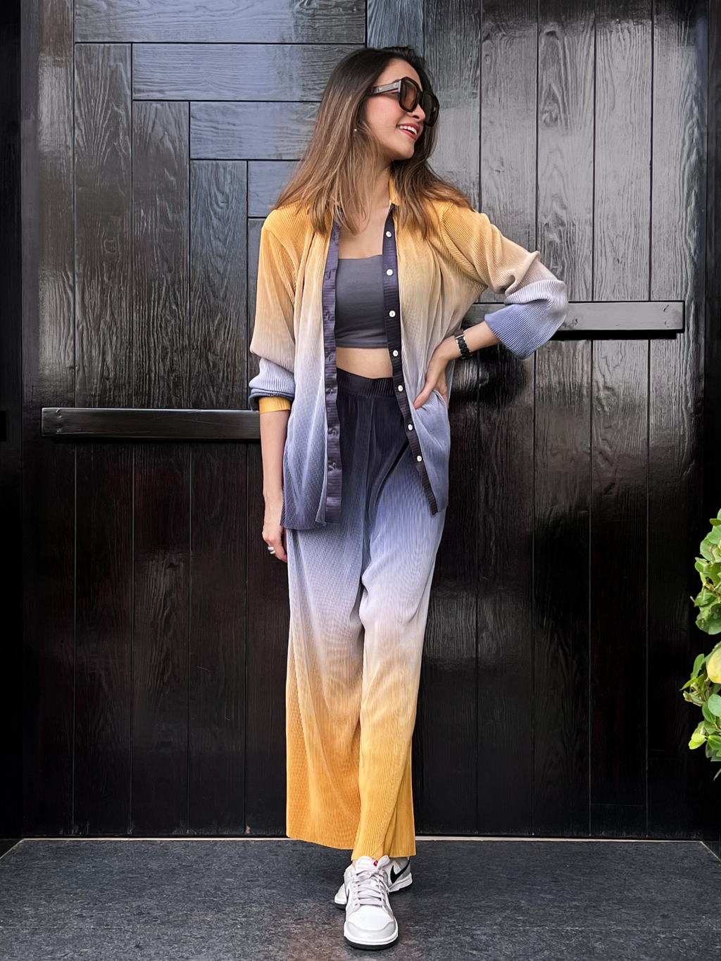 Pleated Two Piece Ombre Co-ord Set