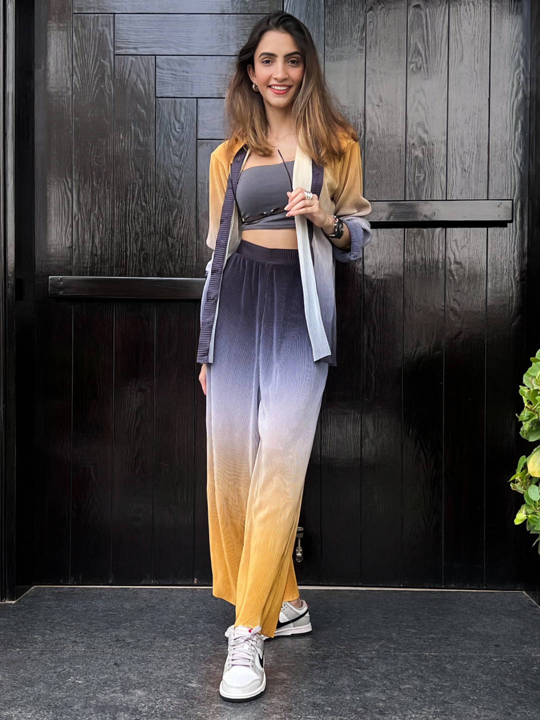 Pleated Two Piece Ombre Co-ord Set
