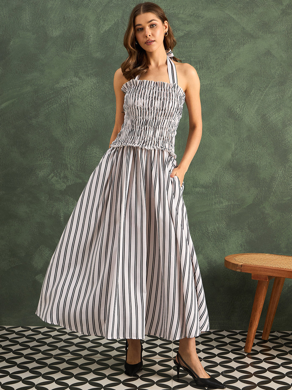 Pure Linen Halter Maxi Dress