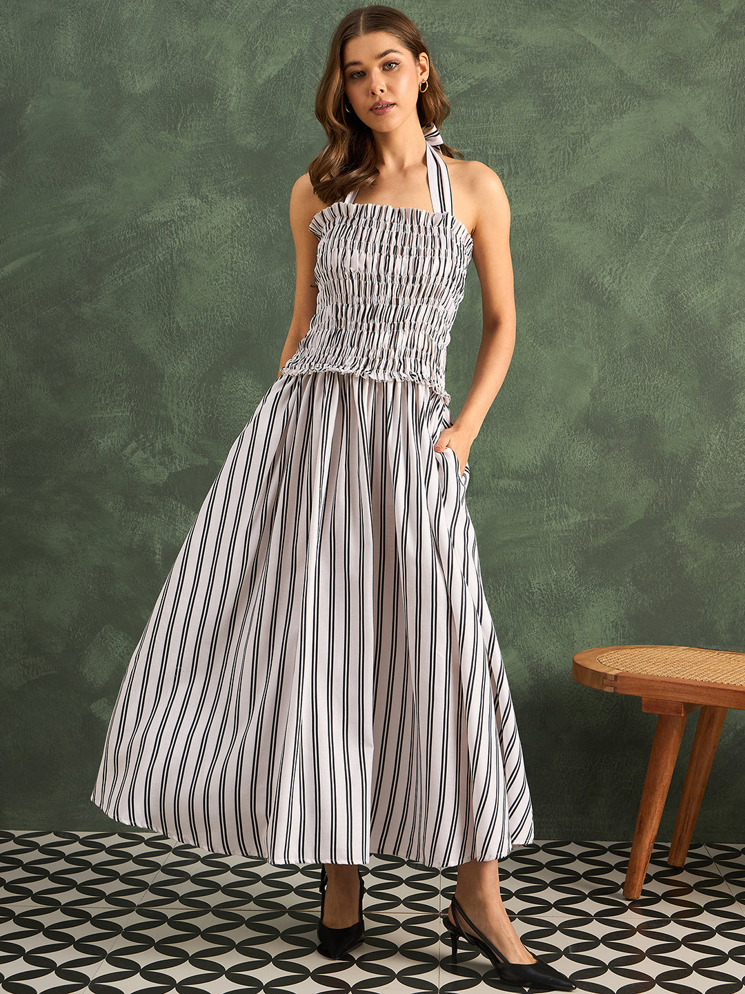 Pure Linen Halter Maxi Dress