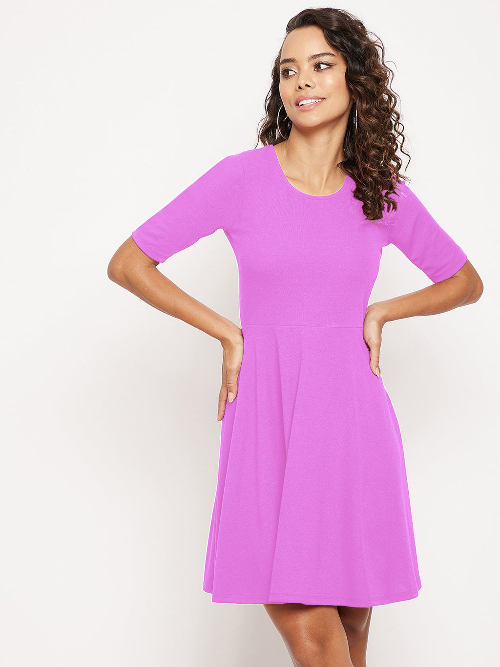 Round Neck Stretchable Skater Dress