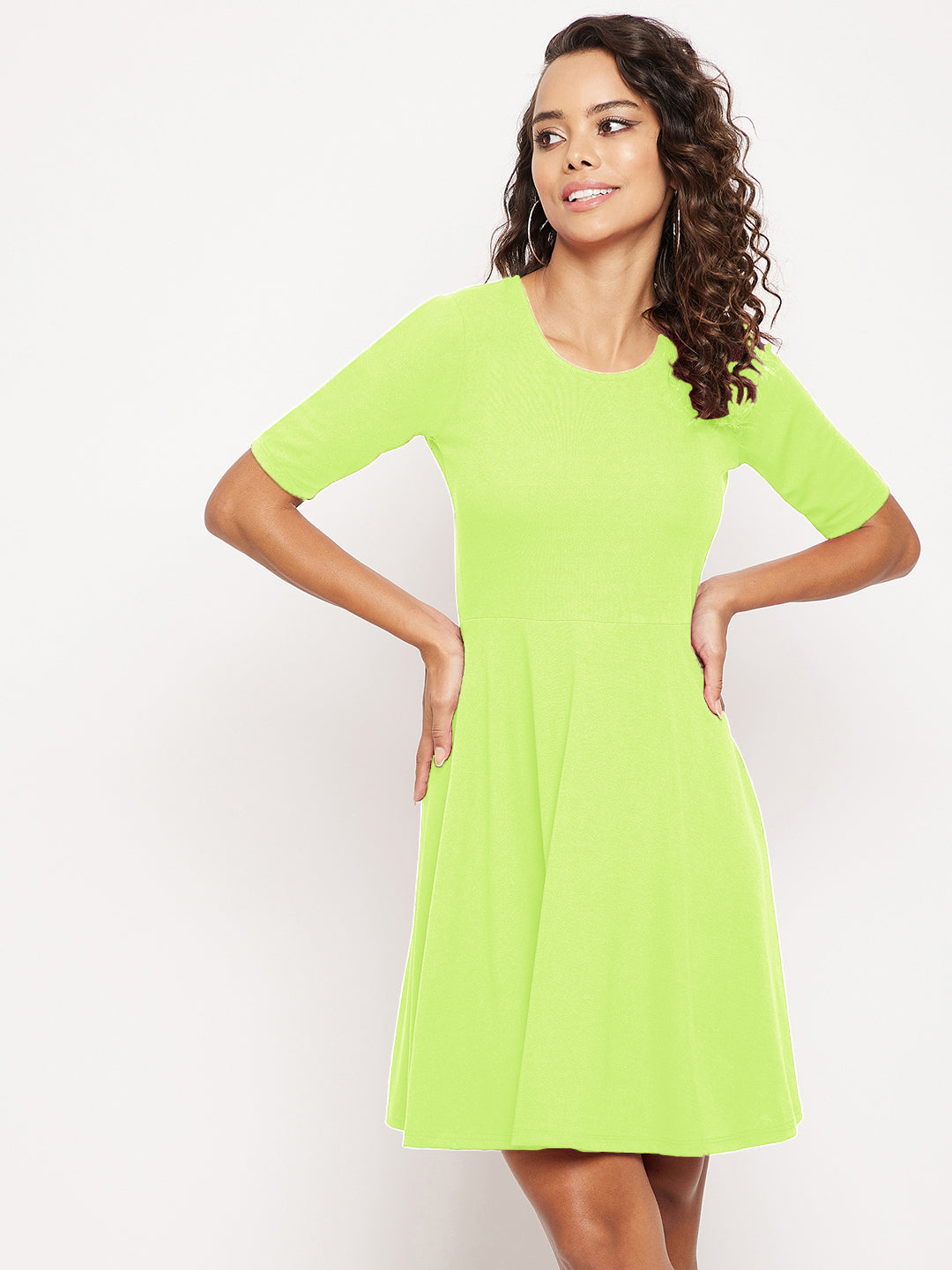 Round Neck Stretchable Skater Dress