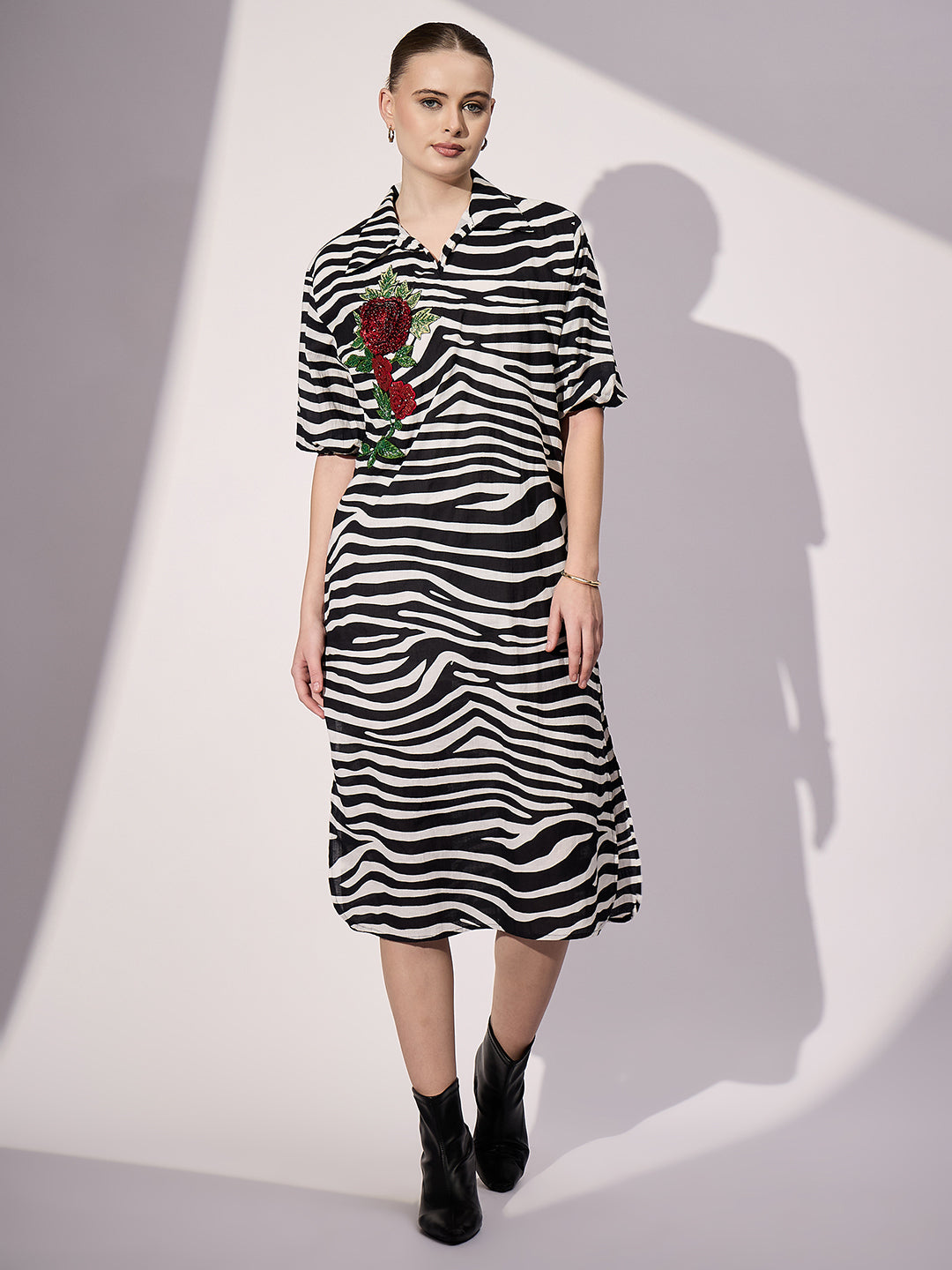 Cotton Sequinned Midi Dress