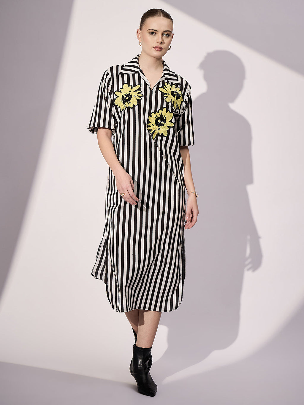 Cotton Sequinned Midi Dress