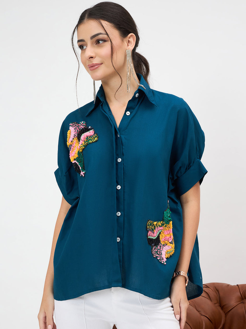 Antifit Embellished Pure Cotton Shirt
