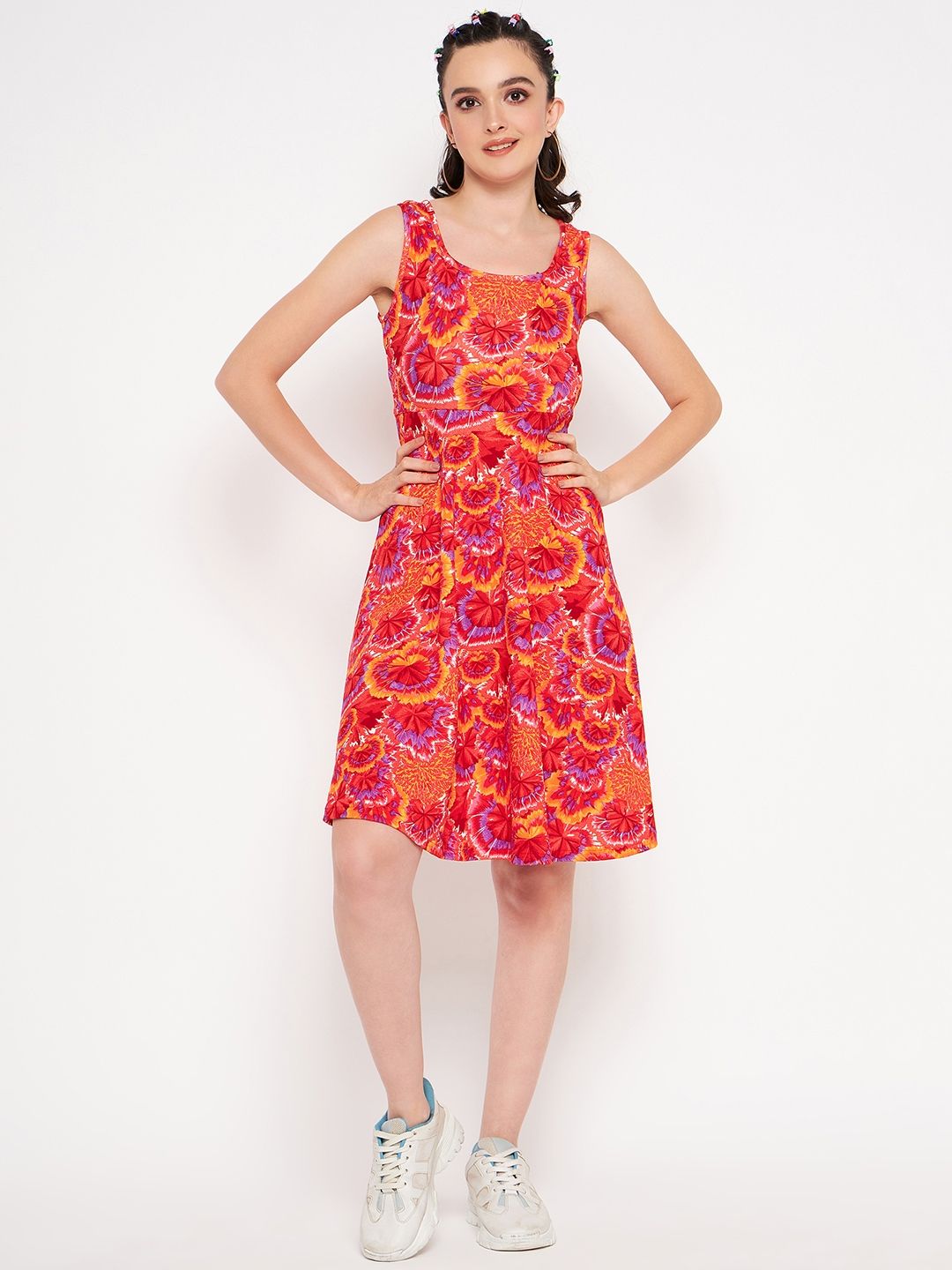 Sleeveless Round Neck Stretchable Skater Dress