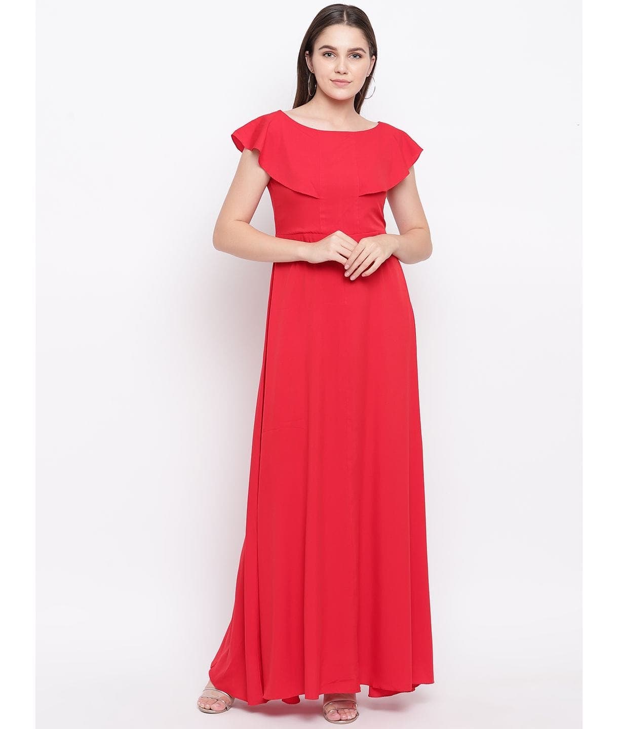 Flared Ruffle Maxi Gown