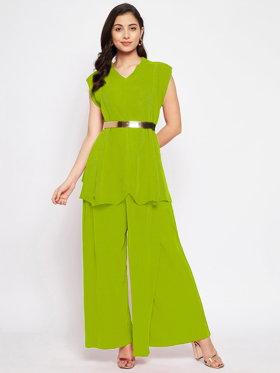 Pleated Pants with a Front Drape