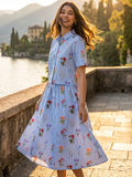 Pure Linen Printed Shirt With Skirt Set