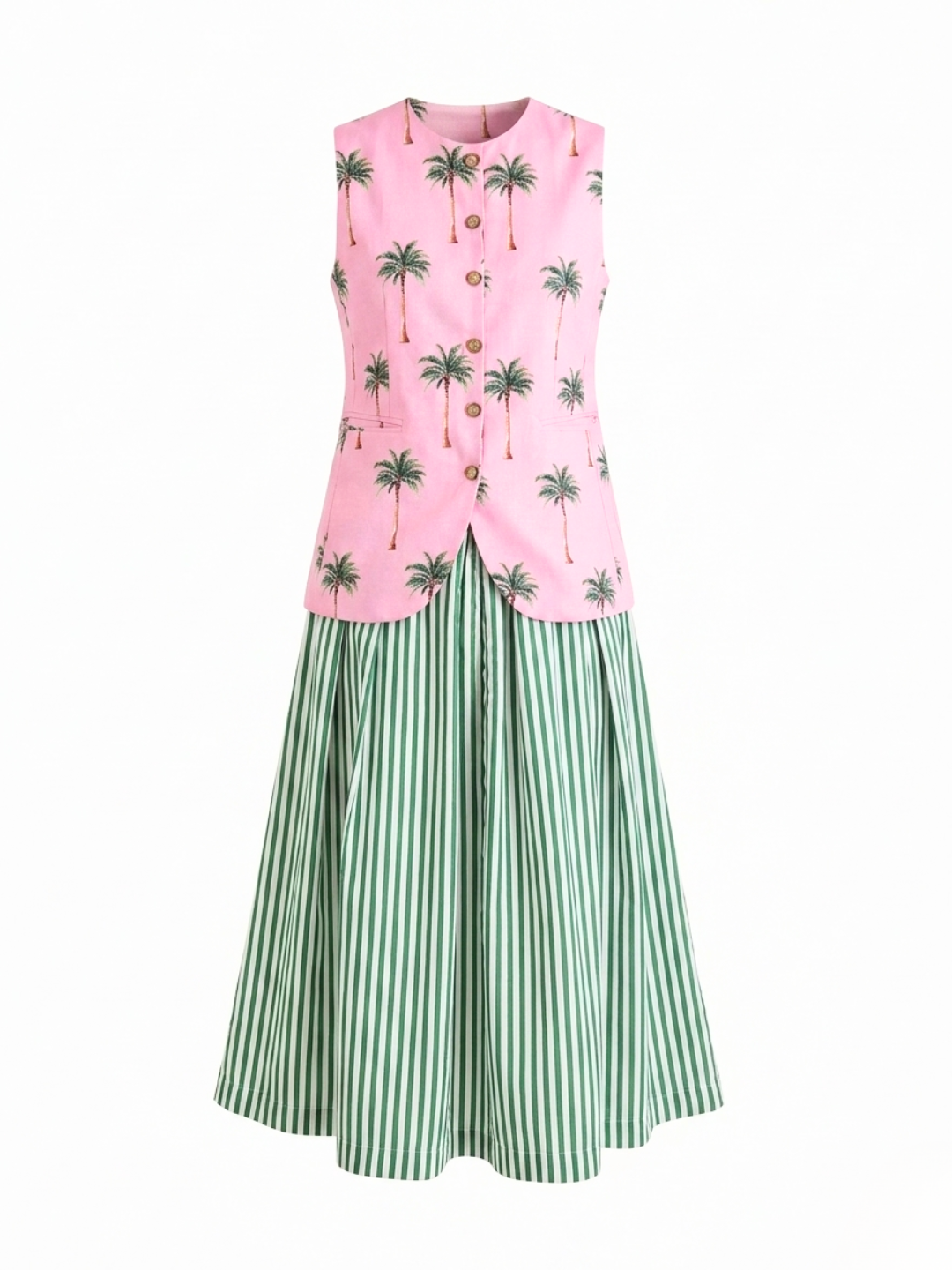 Pure Linen Waistcoat and Skirt Set