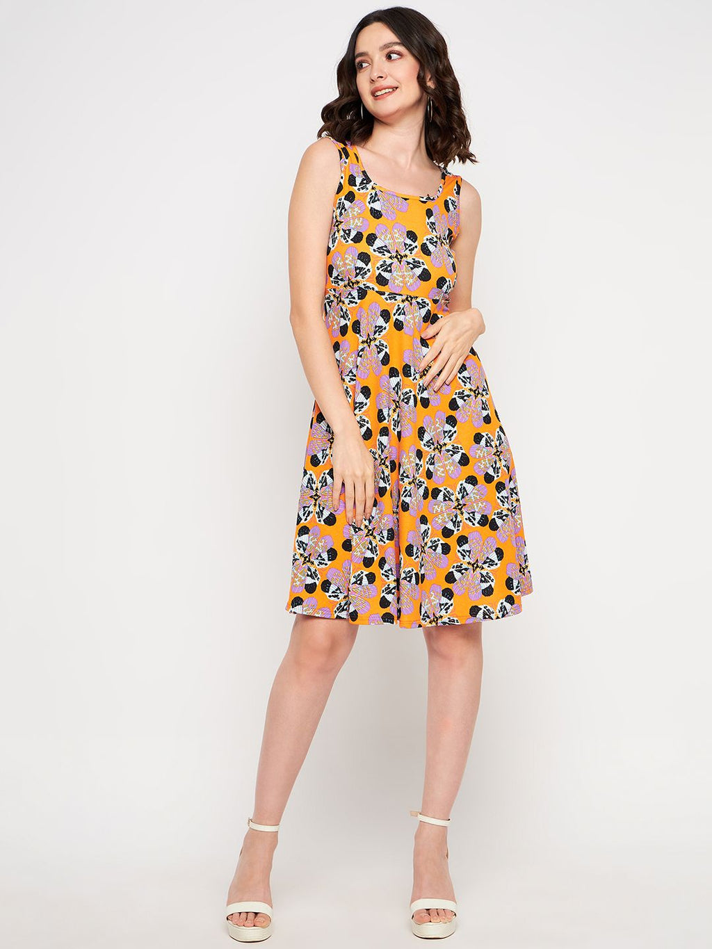 Sleeveless Round Neck Stretchable Skater Dress