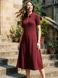 Stretchable Front Zip-up Midi Dress