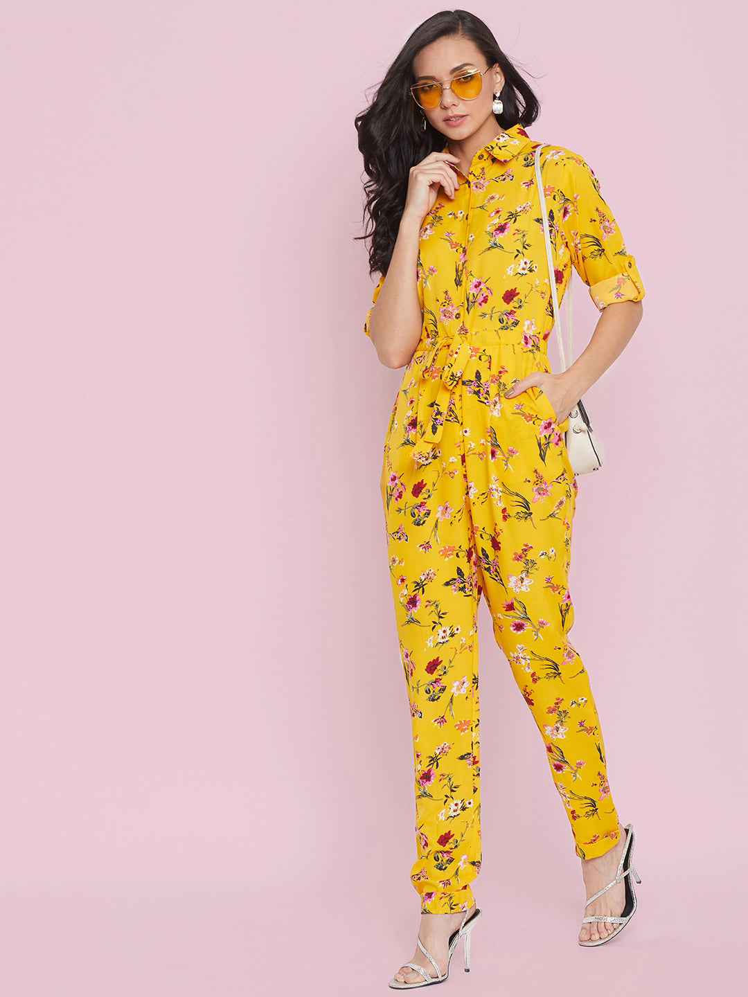 Floral Roll Up Jumpsuit