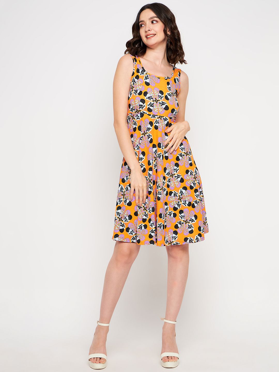 Sleeveless Round Neck Stretchable Skater Dress