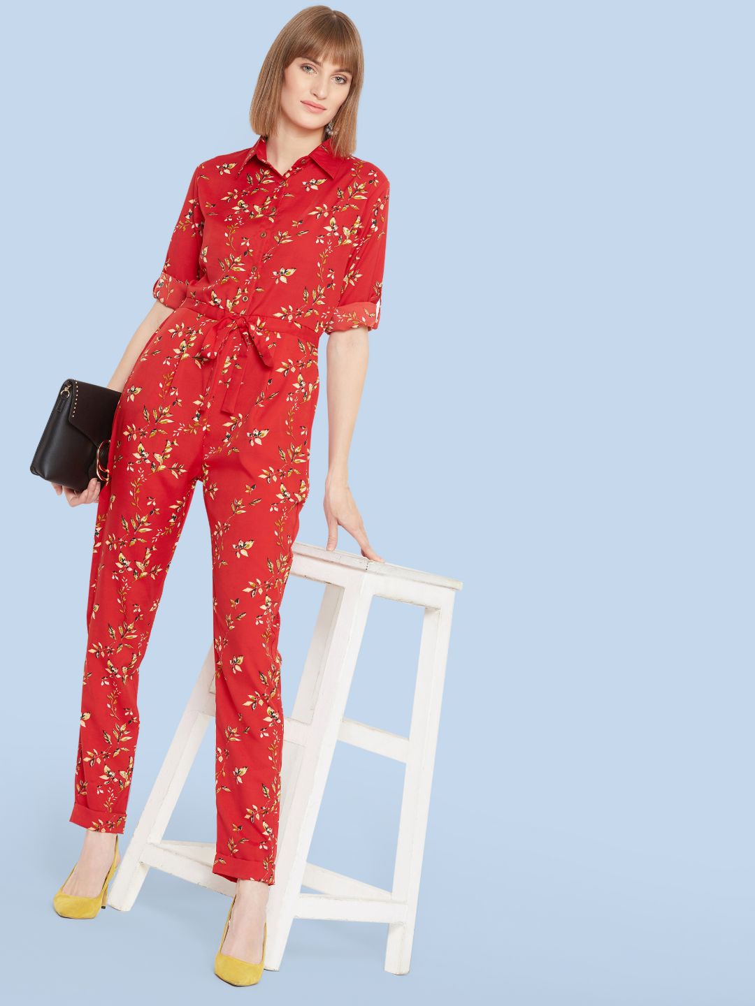 Floral Roll Up Jumpsuit