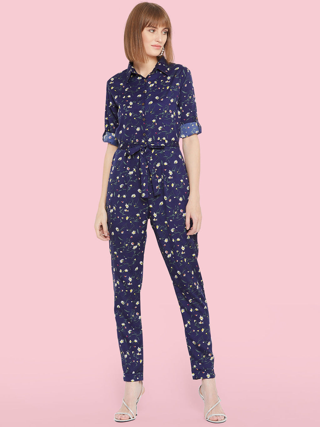 Floral Roll Up Jumpsuit