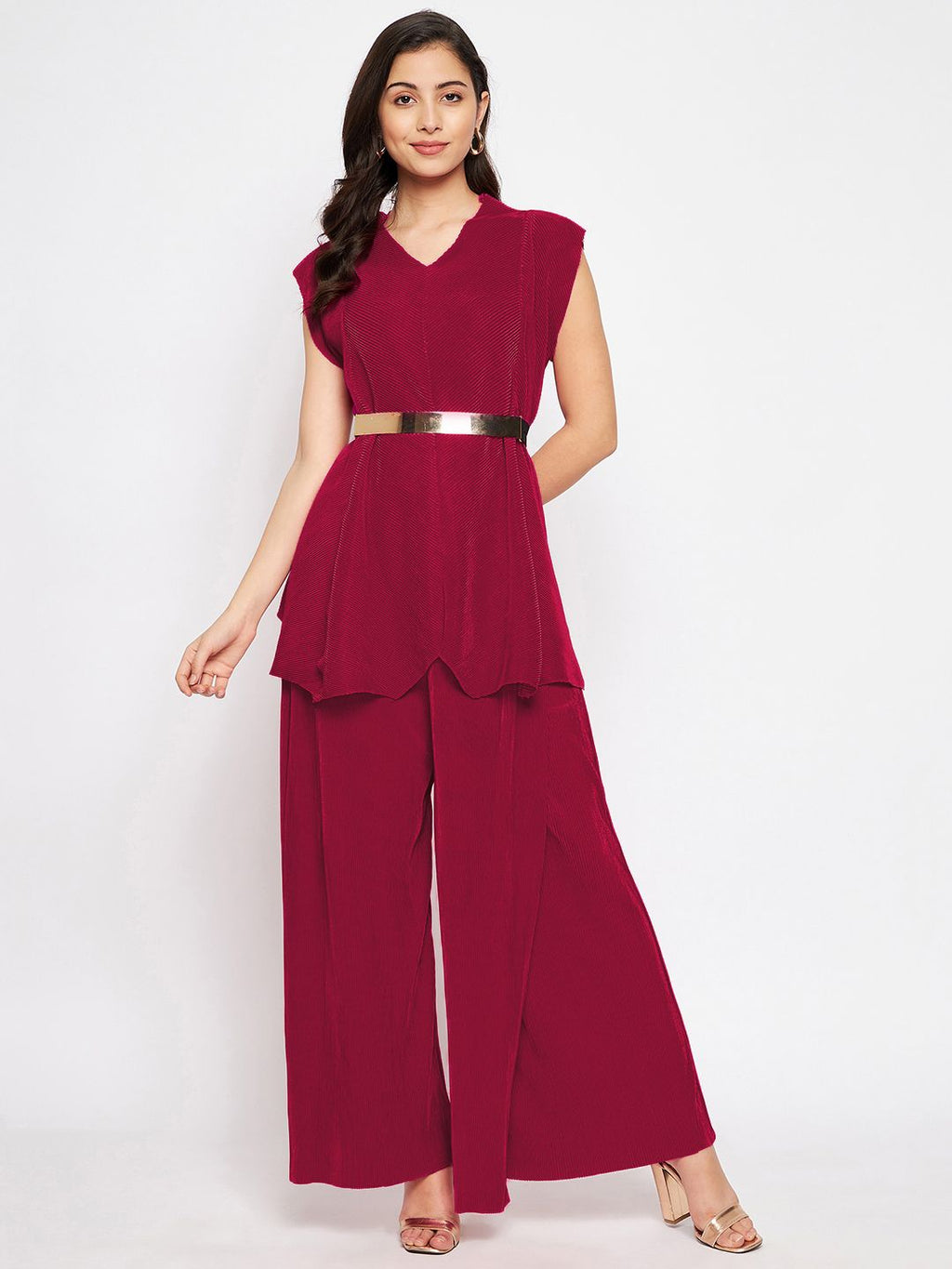 Pleated Pants with a Front Drape