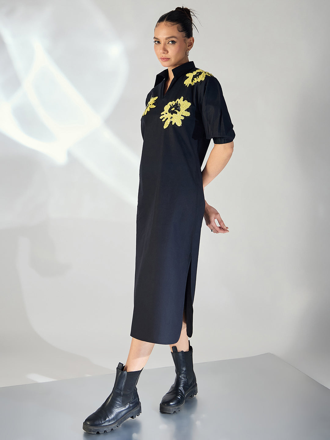 Cotton Sequinned Midi Dress