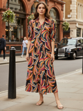 Front Pleated Cotton Midi Dress