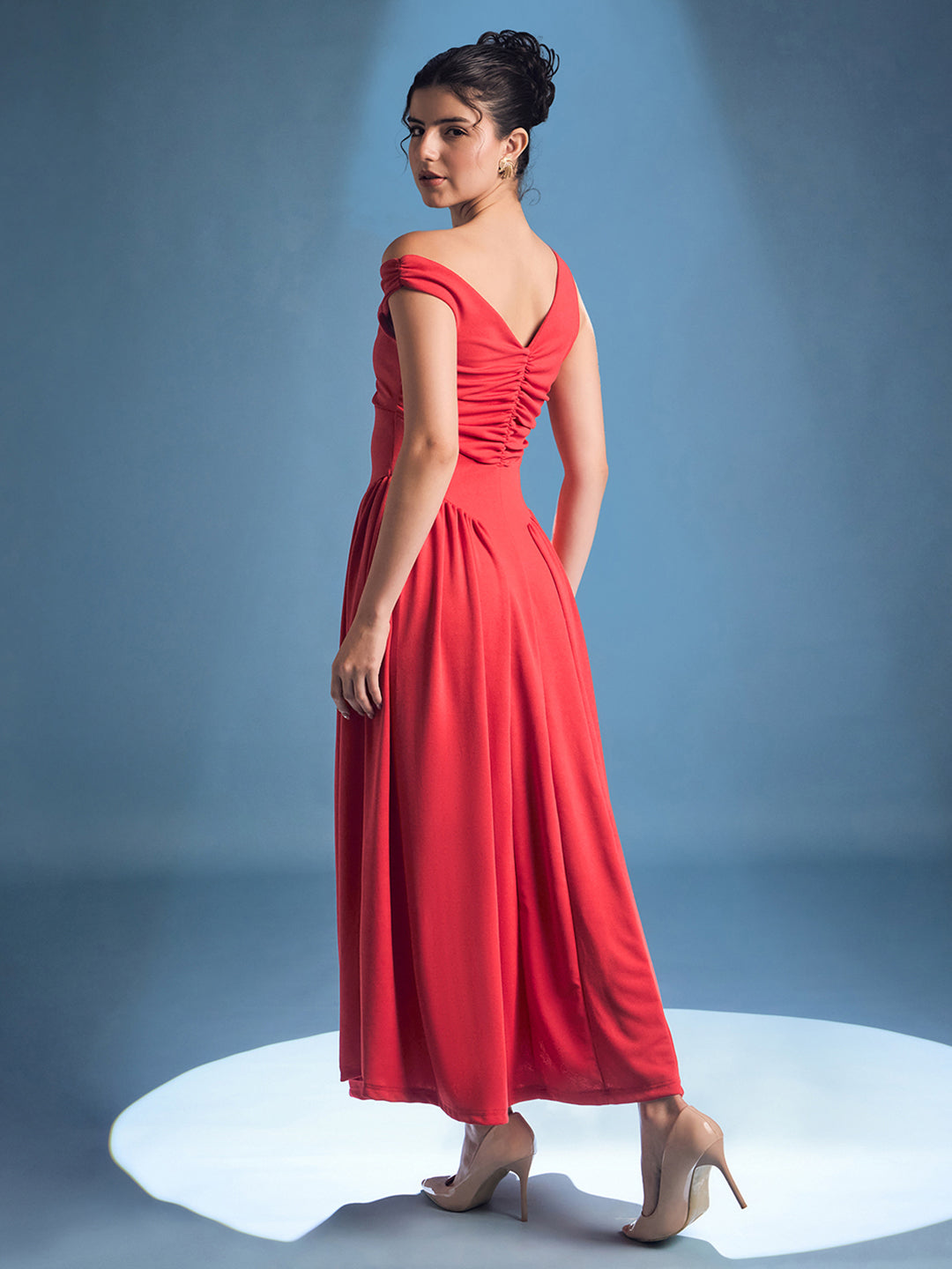 Stretchable One Shoulder Drop Waist Maxi Dress