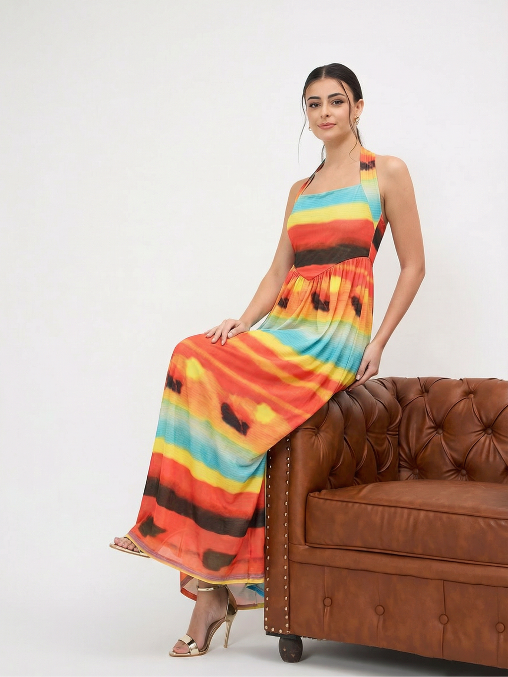 Stretchable Halter Neck Maxi Dress