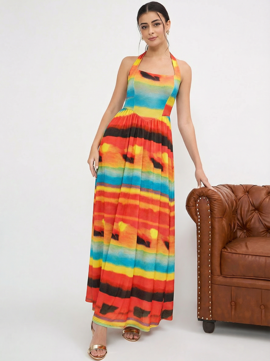 Stretchable Halter Neck Maxi Dress