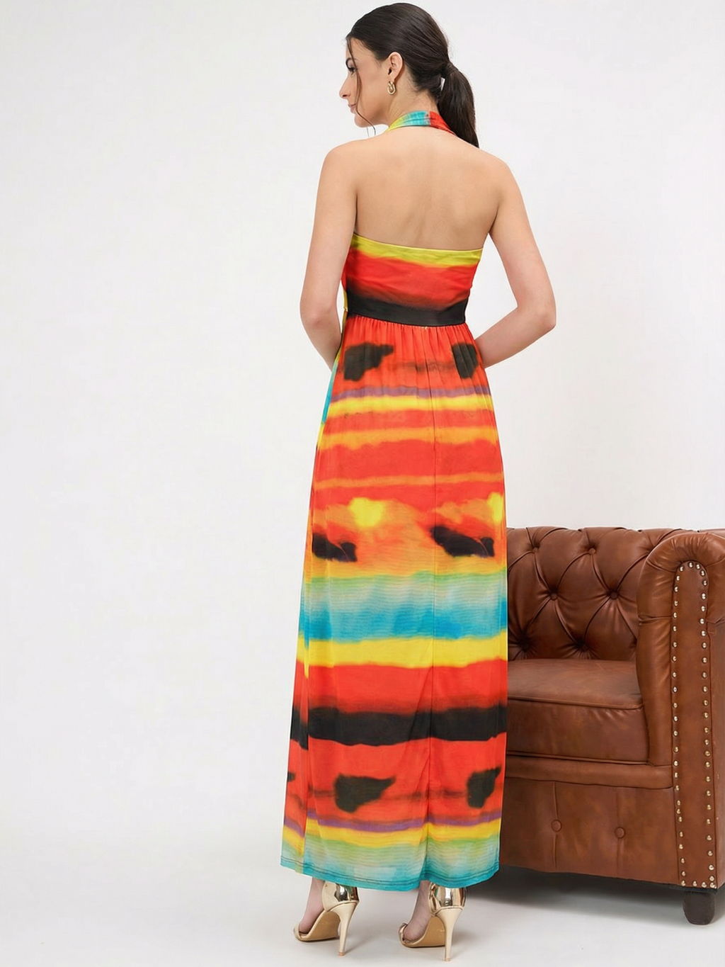 Stretchable Halter Neck Maxi Dress