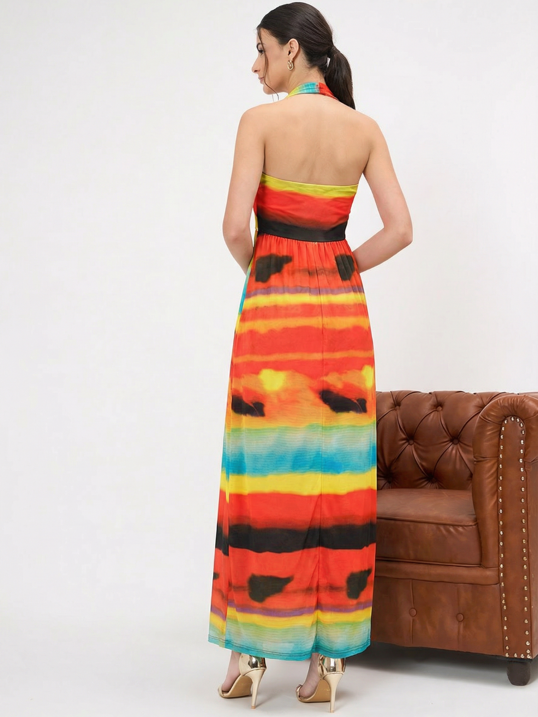Stretchable Halter Neck Maxi Dress