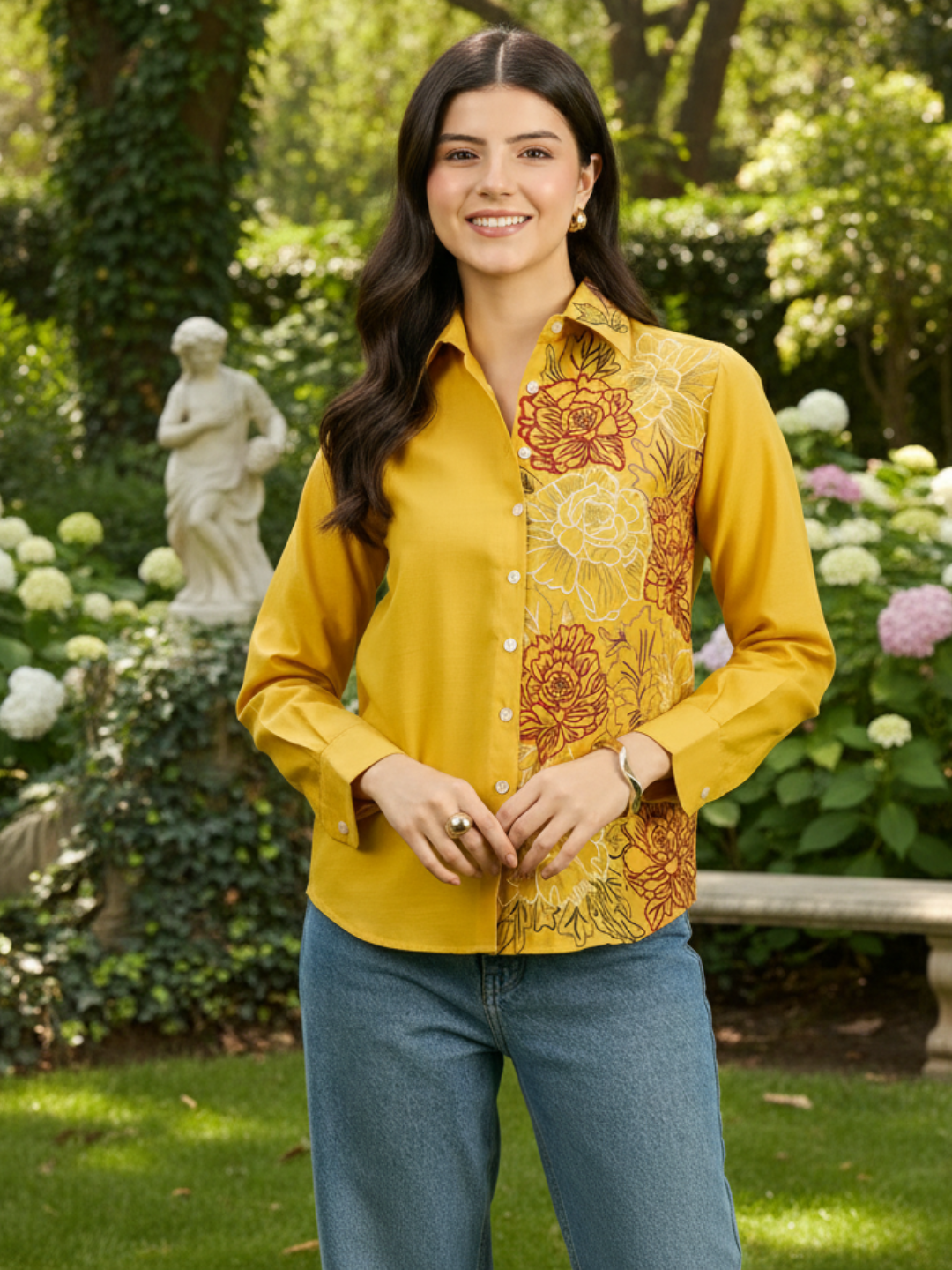 Floral Embroidered Linen Shirt