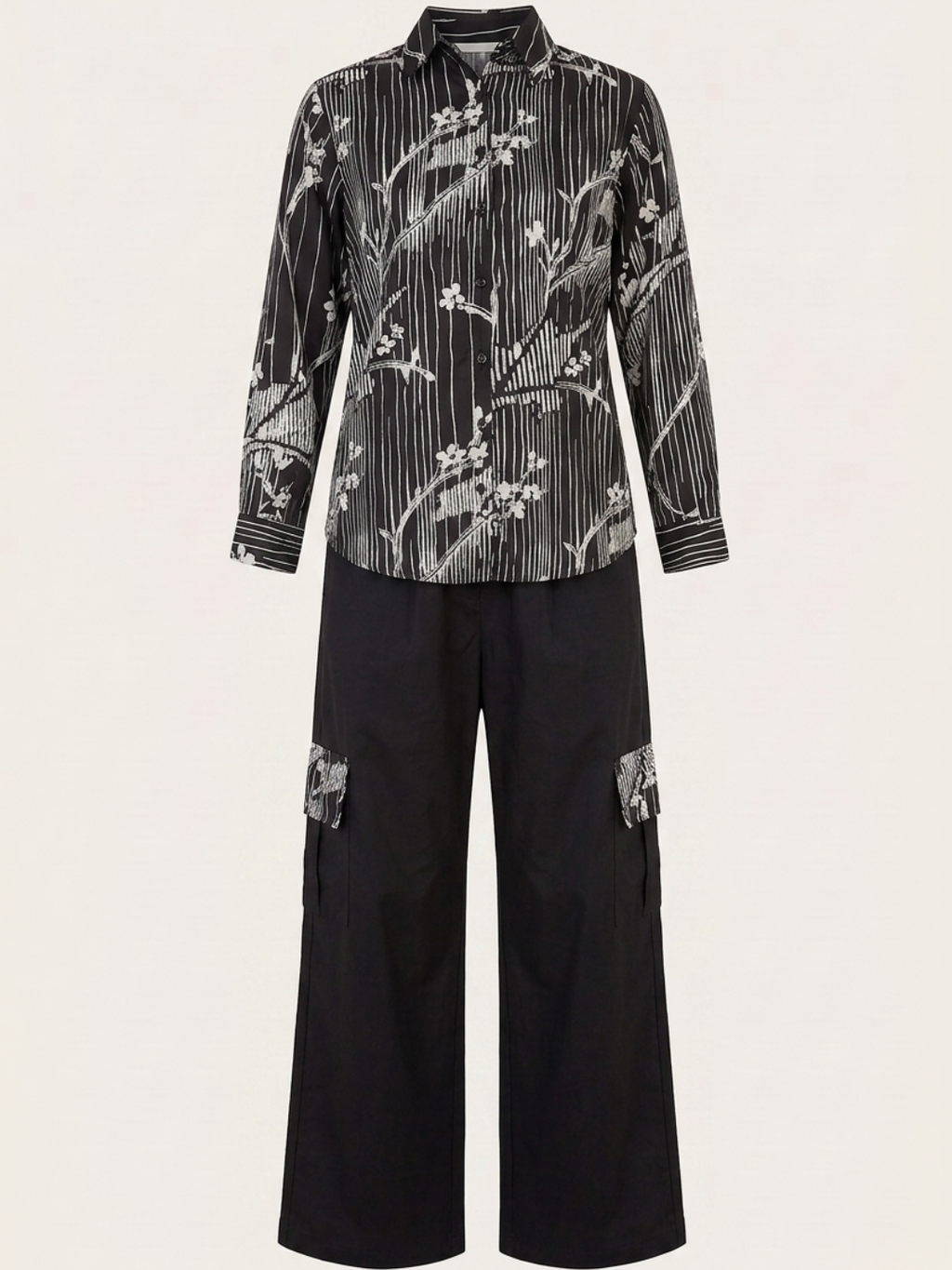 Pure Cotton Printed Shirt With Cargo Pants