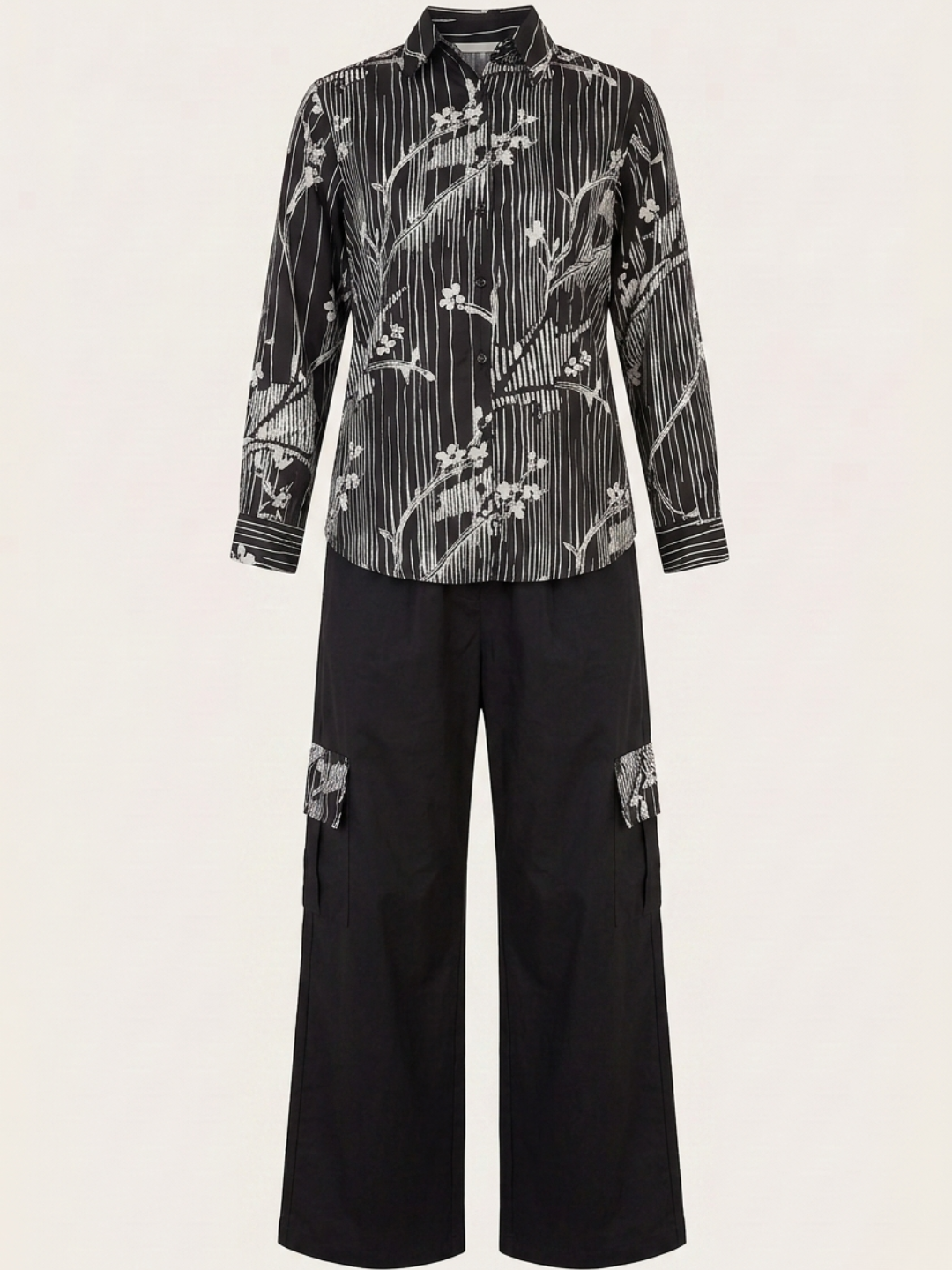 Pure Cotton Printed Shirt With Cargo Pants