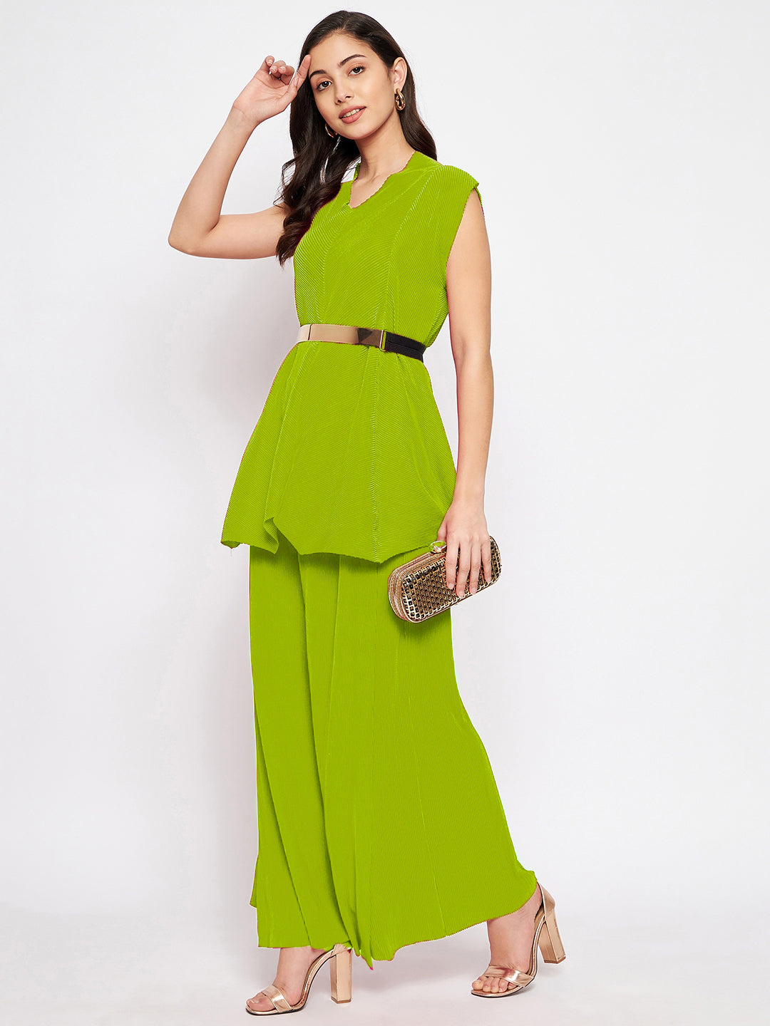 Pleated Pants with a Front Drape