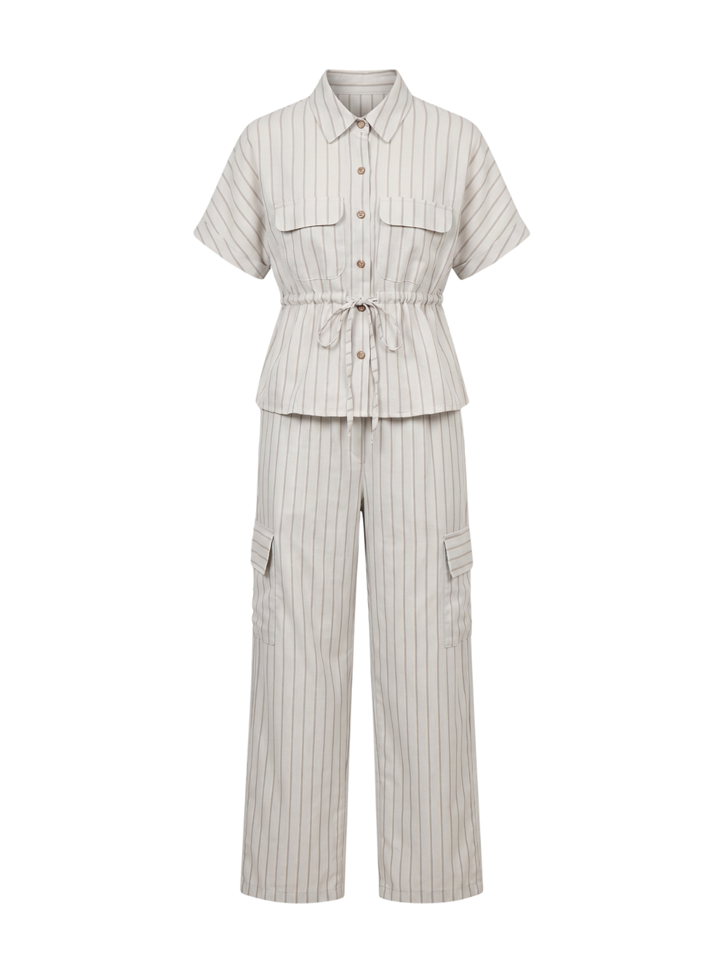 Pure Linen Drawstring Waist Shirt & Pant Set